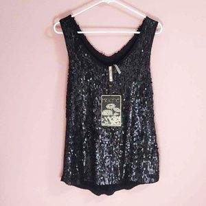Kische Black Sequin Medium Tank Top
